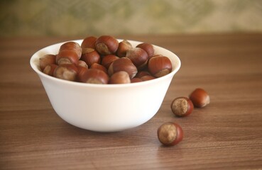 healthy hazelnuts in a bowl