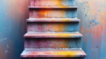 Fototapeta premium Colorful Urban Stairs: A Journey of Creativity and Progress