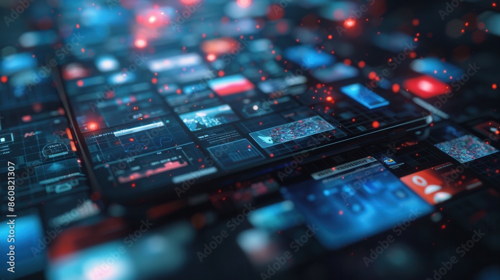 Aufkleber a close-up image of a smartphone screen displaying a social media news feed. the image captures the 