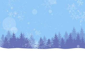 冬の針葉樹林のイラスト