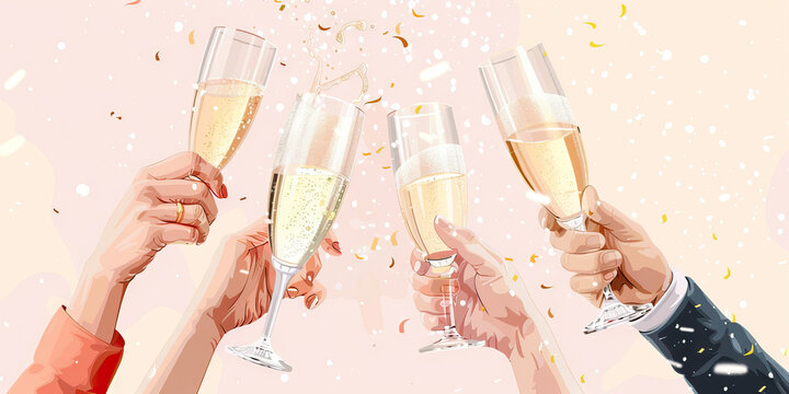 The sound of popping champagne fills the air as the winners of the contest raise their glasses in a toast to their success