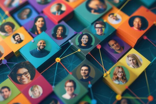 A vibrant, abstract image representing the connectedness of online communities on social media platforms. Generative AI