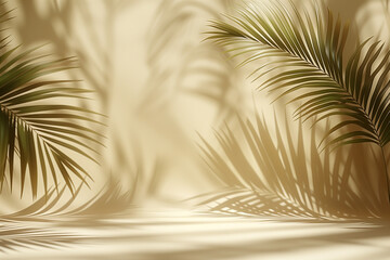 Obraz premium Tropical palm leaf shadows on beige background