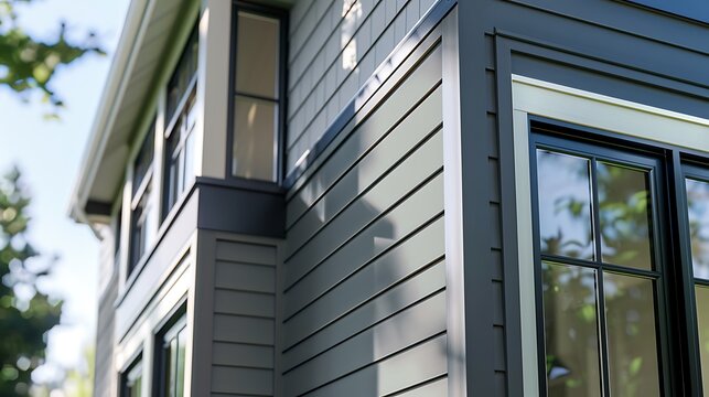 close-up of a home's corner showing how James Hardie siding seamlessly blends with modern windows and doors