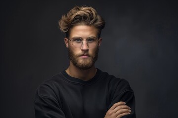 Fototapeta premium Attractive Male Model with Stylish Hair - Confident Pose - Concept of Modern Fashion Photography