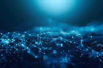 Obraz premium Abstract digital blue backdrop with cyber network and particles