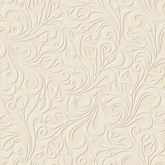 Seamless beige embossed floral pattern. Vector seamless print