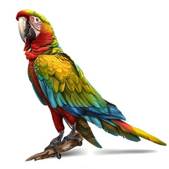 Obraz premium Clipart illustration of parrot on a white background. Suitable for crafting and digital design projects.[A-0001]