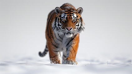 Obraz premium Majestic Tiger Stalking Through Wintery Landscape