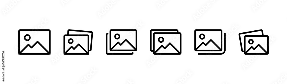 Aufkleber gallery icon vector set, photo album icon, image picture symbol. thin line gallery photo outline ico