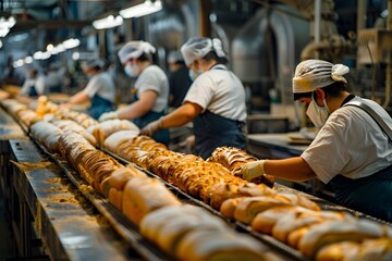 Bread Production Line in a Bakery