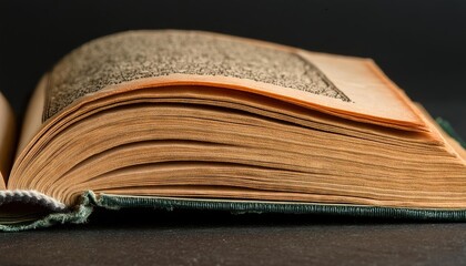 Antique Open Book on Dark Background
