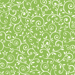 Seamless green floral pattern with small leaves. Vector seamless floral print