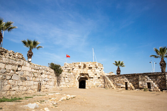 Historical Sigacik Castle from the Seljuk Empire, in the Seferihisar district of Izmir, T&uuml;rkiye