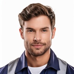 Obraz premium Young Male Worker in Uniform Smiling