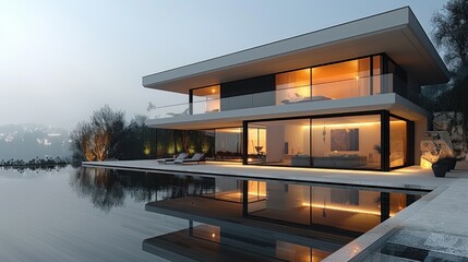 Obraz premium Modern Villa with Infinity Pool and Stunning View