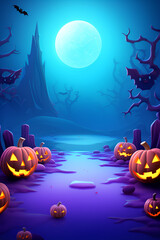 Halloween Elements in Purple Gradient