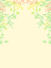 パステルカラーの植物のフレーム型背景