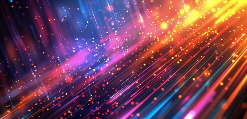 Fototapeta premium Abstract Colorful Light Streaks and Bokeh on Black Background