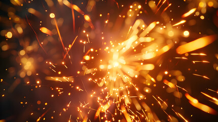 Holiday fireworks explode in the night sky Selective focus : Generative AI