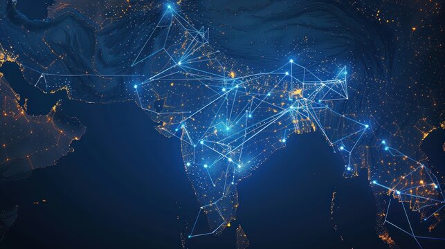 A map of the world with India and other countries in red. Generate AI image