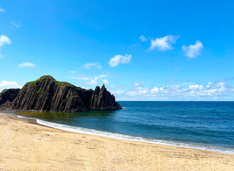 写真素材：京丹後　立岩　海　浜辺　青空
