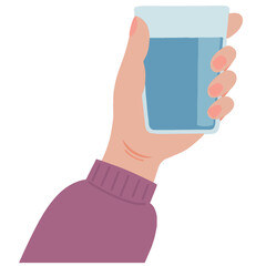 Hand holding glass of water for healthy life cartoon vector illustration