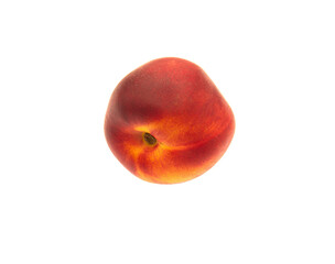 Nectarine,  fruits of The peach (Prunus persica), a deciduous tree first domesticated and cultivated in Zhejiang province of Eastern China, on white background