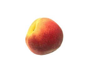 Nectarine,  fruits of The peach (Prunus persica), a deciduous tree first domesticated and cultivated in Zhejiang province of Eastern China, on white background