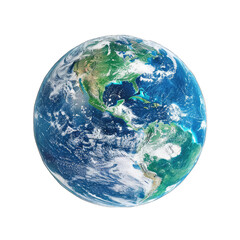 Blue and Green 3d Render of Earth's Western Hemisphere Detailed on , Sustainability. Isolated on a Transparent Background. Cutout PNG.