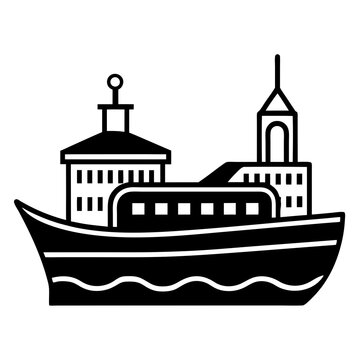 recommend clip art: line art icon illustration of cargoship