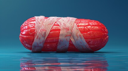 A medical bandage, intricately illustrated and detailed, ideal for healthcare illustrations, first aid guides, and medical product advertisements. Illustration, Minimalism,