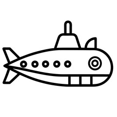 line art icon illustration of submarine