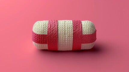 A realistic bandage, intricately detailed and depicted, ideal for healthcare illustrations, first aid guides, and medical product advertisements. Illustration, Minimalism,