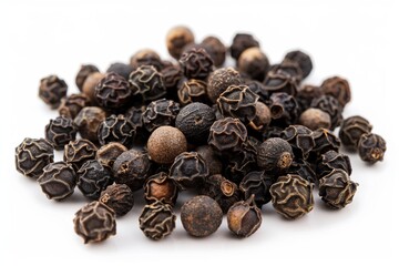 Obraz premium Black pepper corns isolated on white background