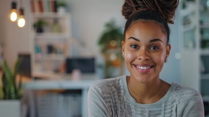 Obraz premium A person with unkempt hair tied up in a messy bun, suitable for use in articles about self-care or lifestyle