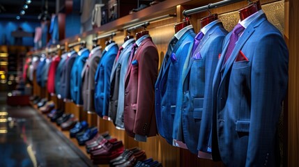Obraz premium Business men's suit store indoor