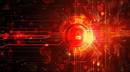 Obraz premium Abstract secure technology background with lock and circuit