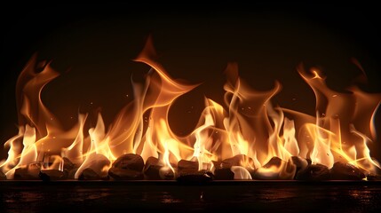 Flames glowing against a dark backdrop
