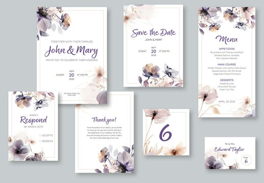 Elegant Wedding Suite Layout with AI Generated Watercolor Images