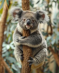 Obraz premium Koala Climbing a Tree in the Australian Outback