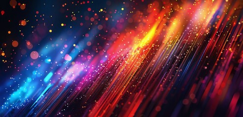 Obraz premium Abstract Colorful Light Streaks and Bokeh on Black Background