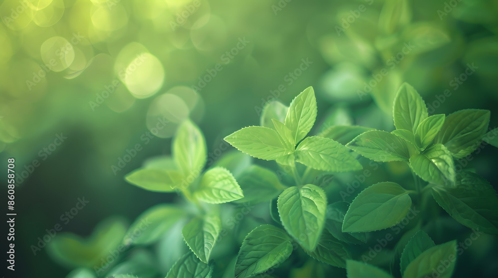 Poster green plant macro willingly out of focus selective focus bokeh background : Generative AI