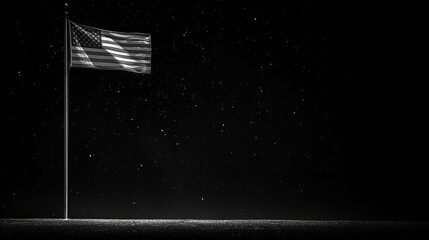 American flag in space - shadows - moon - space background 