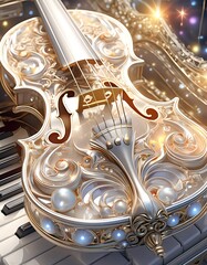 3d render of a beautiful vintage musical instrument