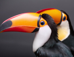 Obraz premium A striking illustration captures the colorful beaks and intricate details of two toucans