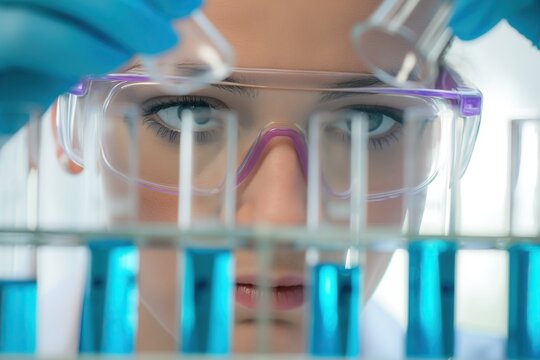 Close-up of a female researcher carrying out scientific research in a lab