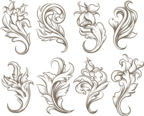 Foliage antique engraving ornamentation