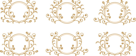 Flourish golden monogram circle frames
