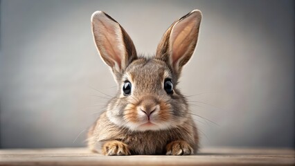 Obraz premium Cute rabbit with big expressive eyes , rabbit, cute, animal, big eyes, adorable, fluffy, white, pet, bunny, furry, expression